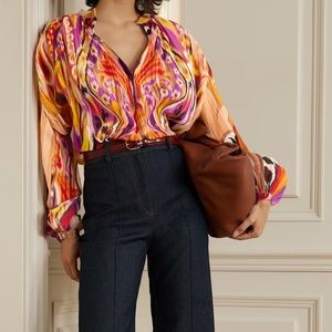 ETRO boho paisley printed cotton crepon peasant blouse